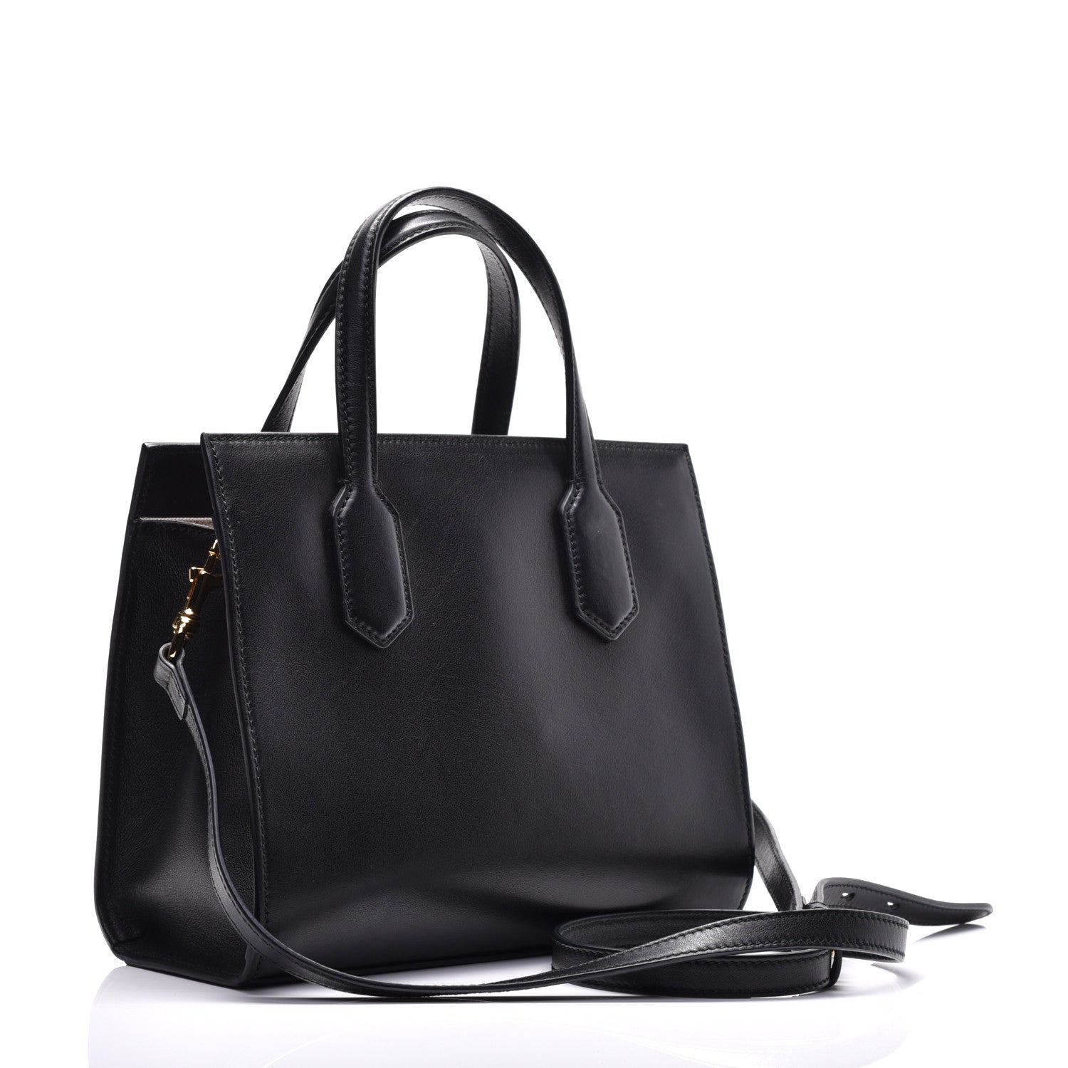 Gucci Calfskin Marmont Ribbon Top Handle Bag Black 3 of 10