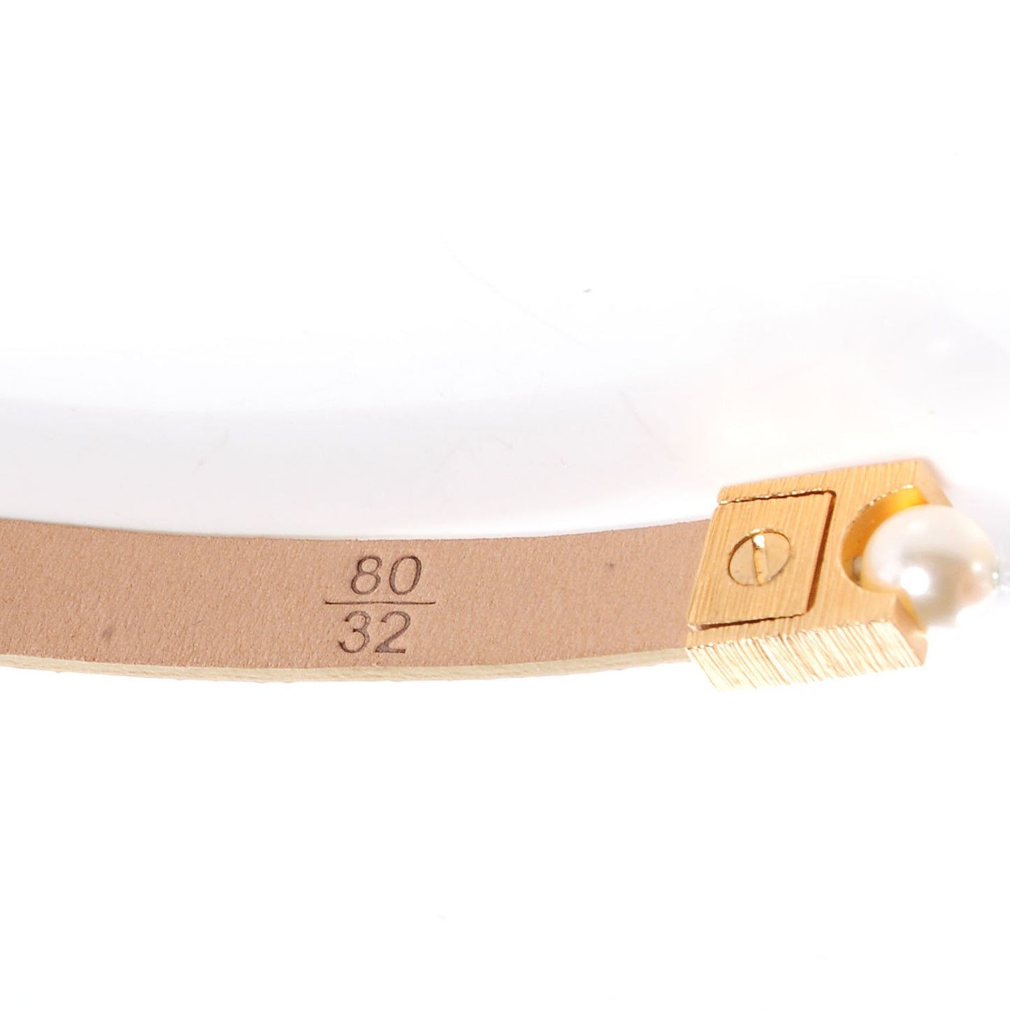 Pearl and Leather CC Double Wrap Belt Gold