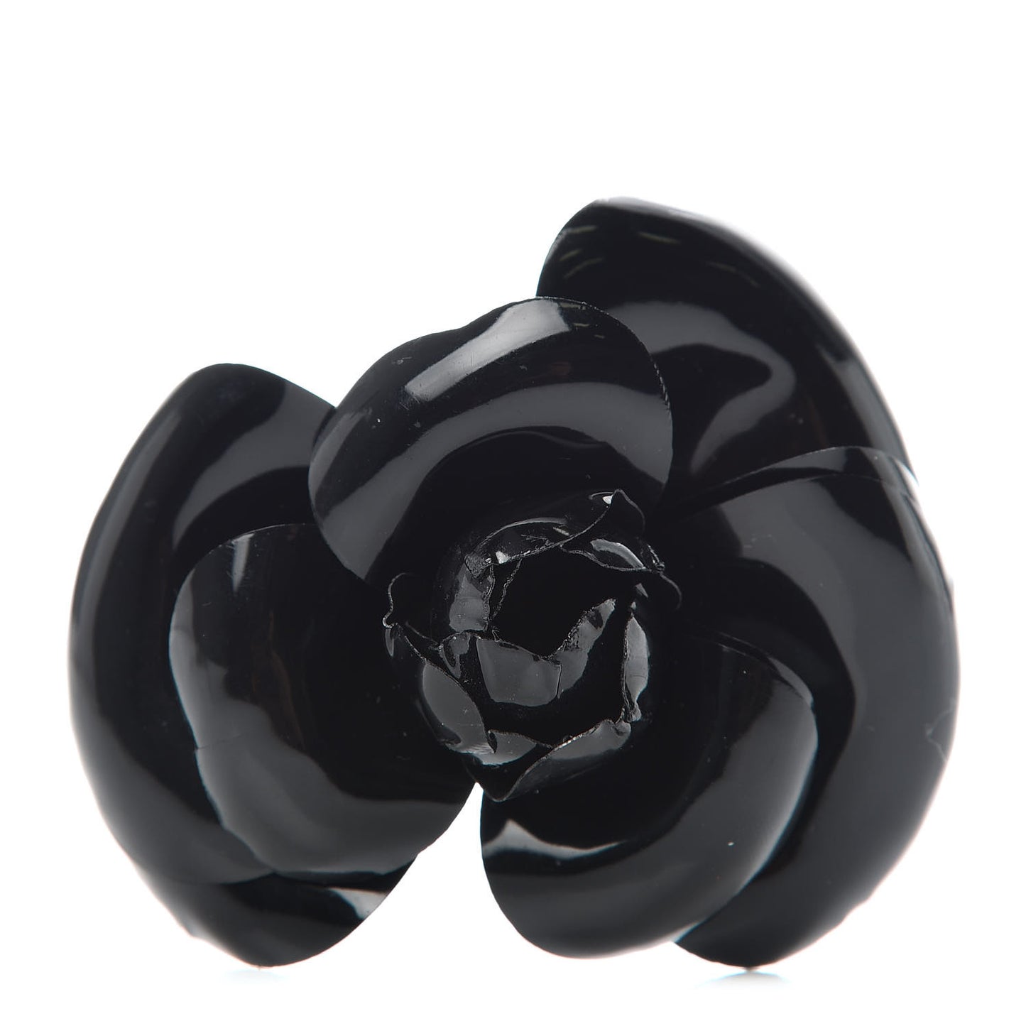 Patent Camellia Pin Brooch Black