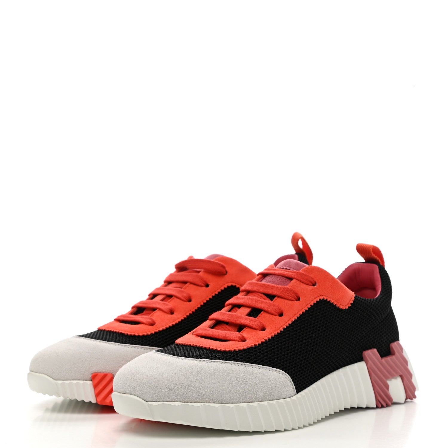 Hermes Technical Canvas Suede Goatskin Bouncing Sneakers 37.5 Black Multicolor 3 of 9