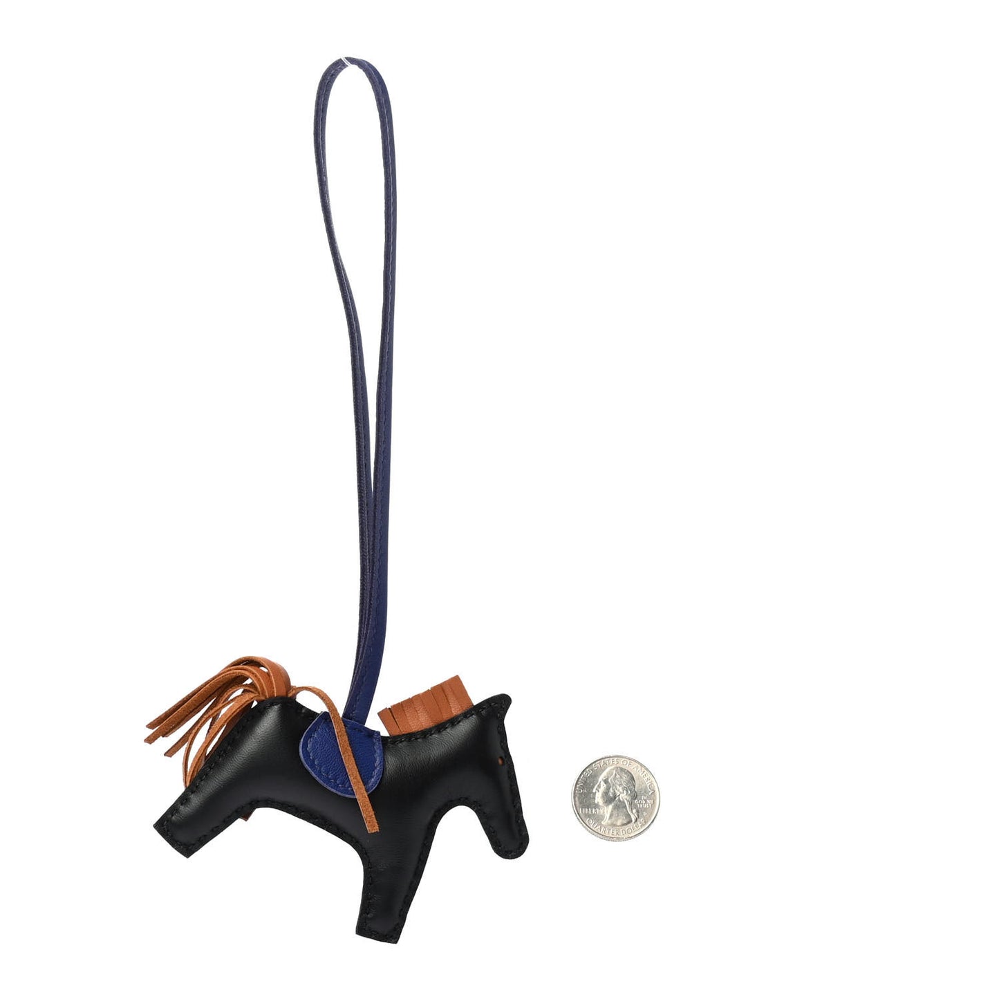 Milo Lambskin Grigri Rodeo Horse Bag Charm PM Black Bleu Saphir Gold