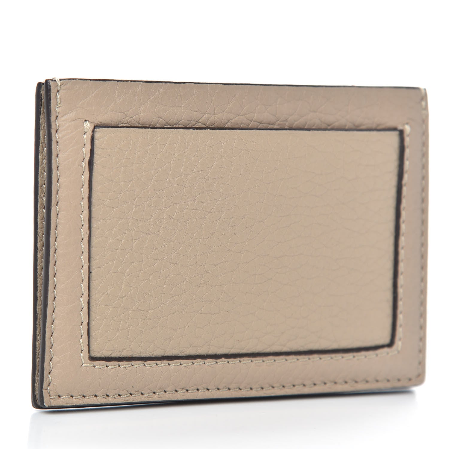 Celine Drummed Calfskin Gusset Card Holder Dune 3 of 7