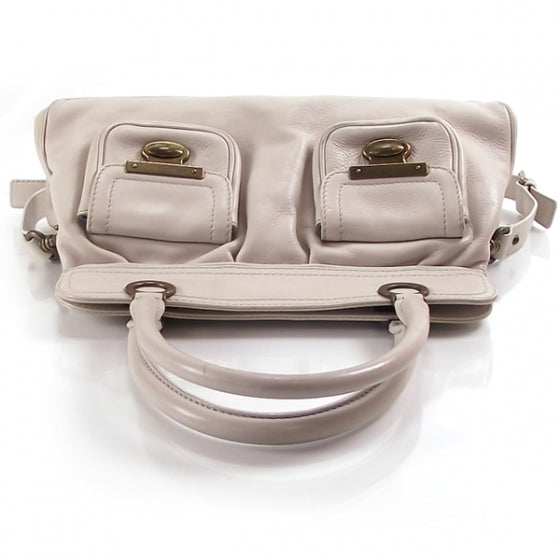 Leather Grace Kisslock Tote Linen