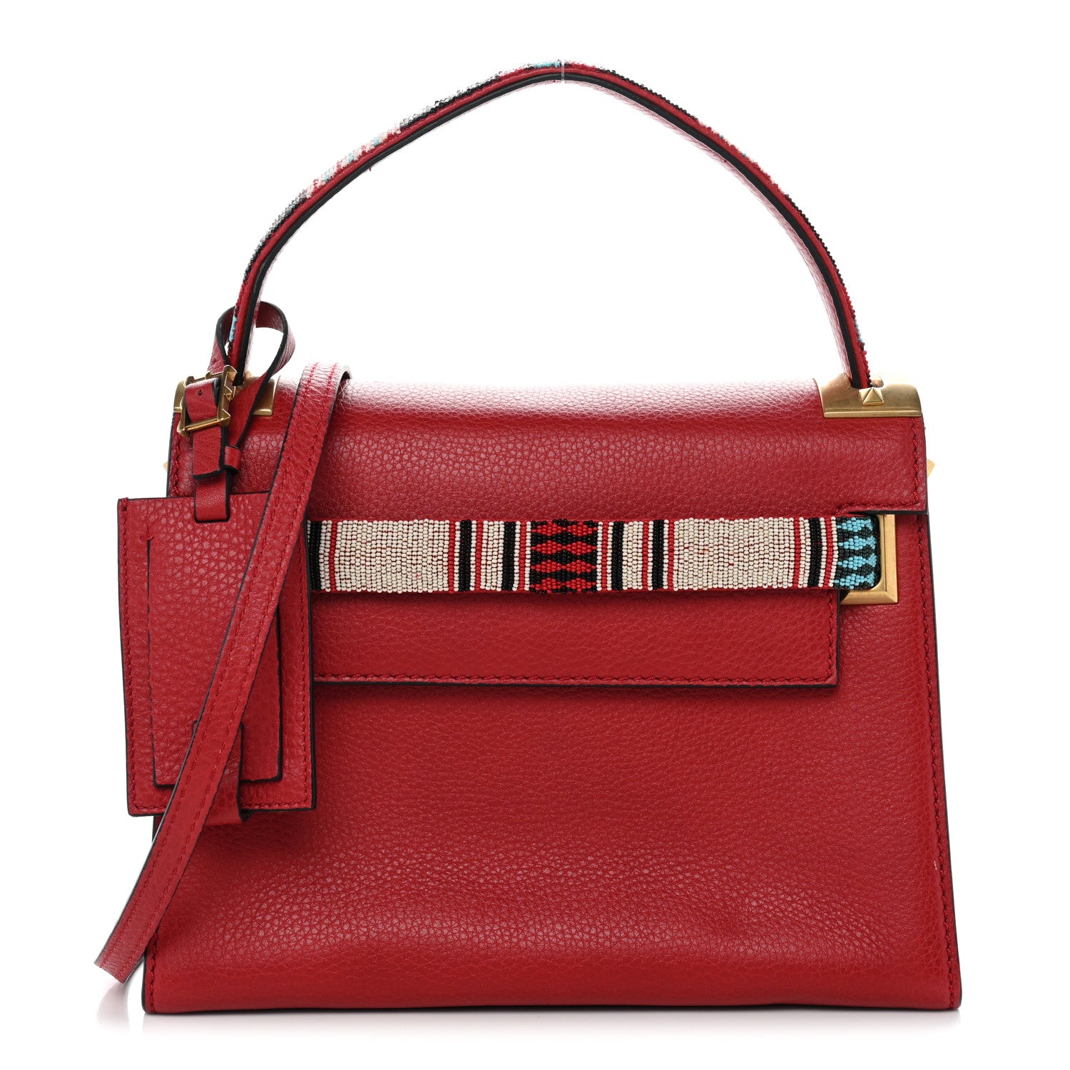 Valentino Garavani Pebbled Calfskin Beaded Small My Rockstud Frame Bag Rosso Valentino 1 of 9