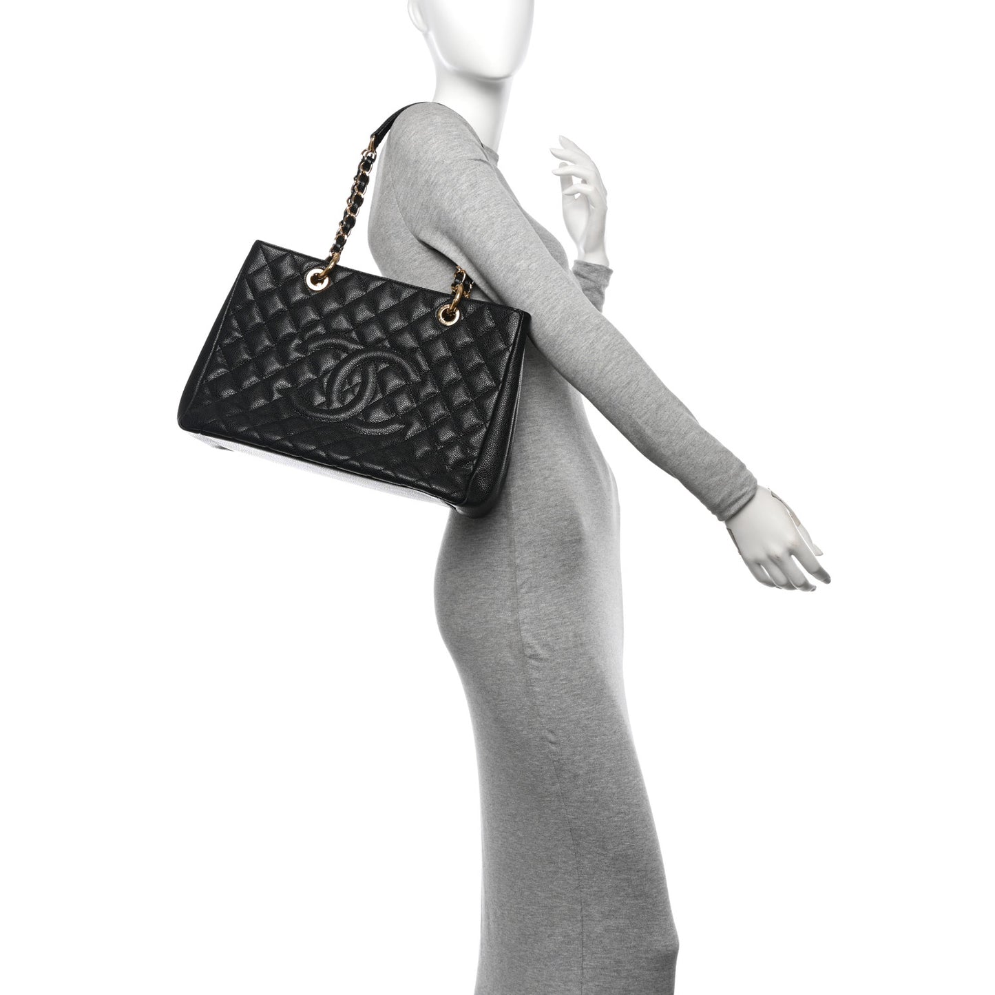 Caviar Quilted Grand Shopping Tote GST Black