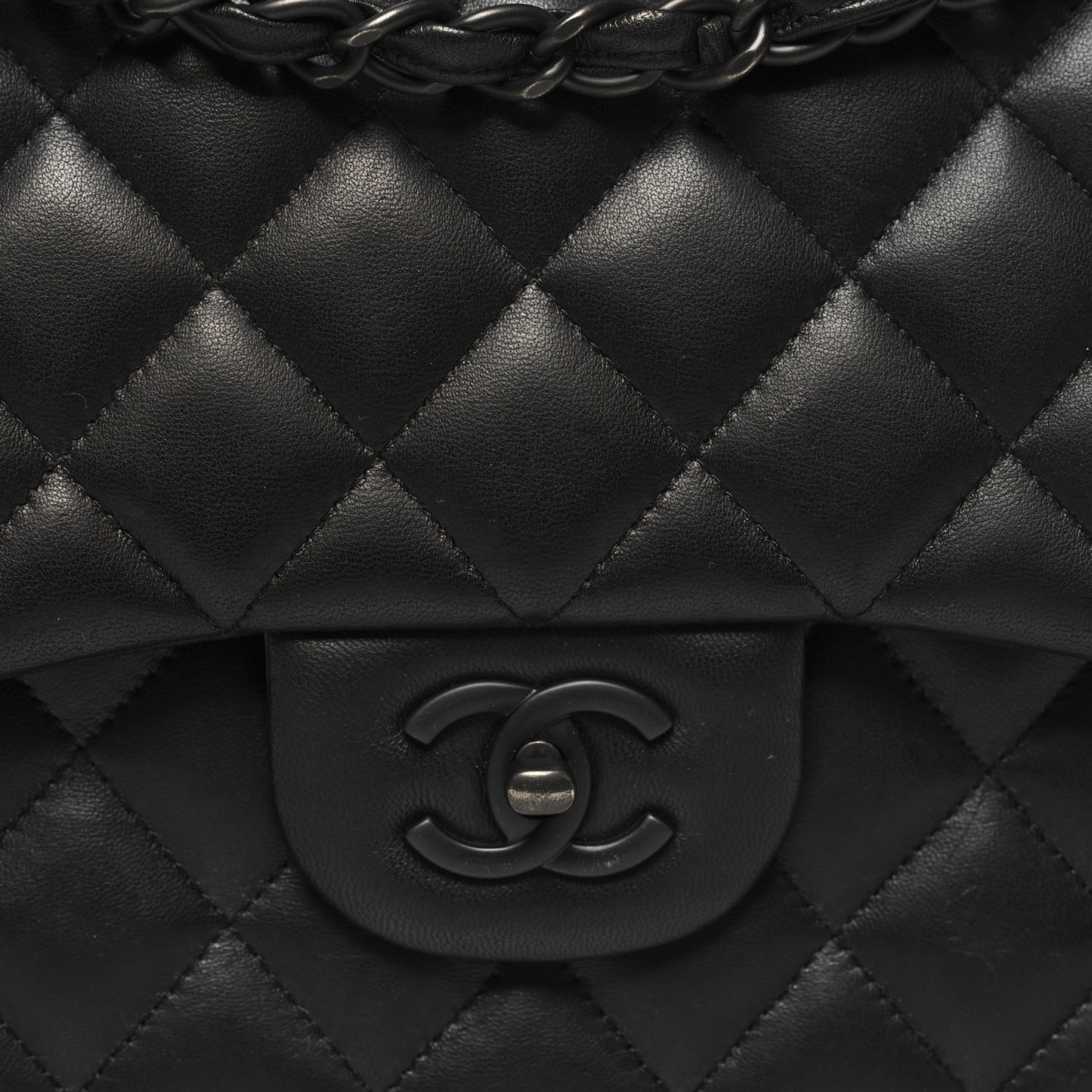 Lambskin Quilted Jumbo Double Flap So Black