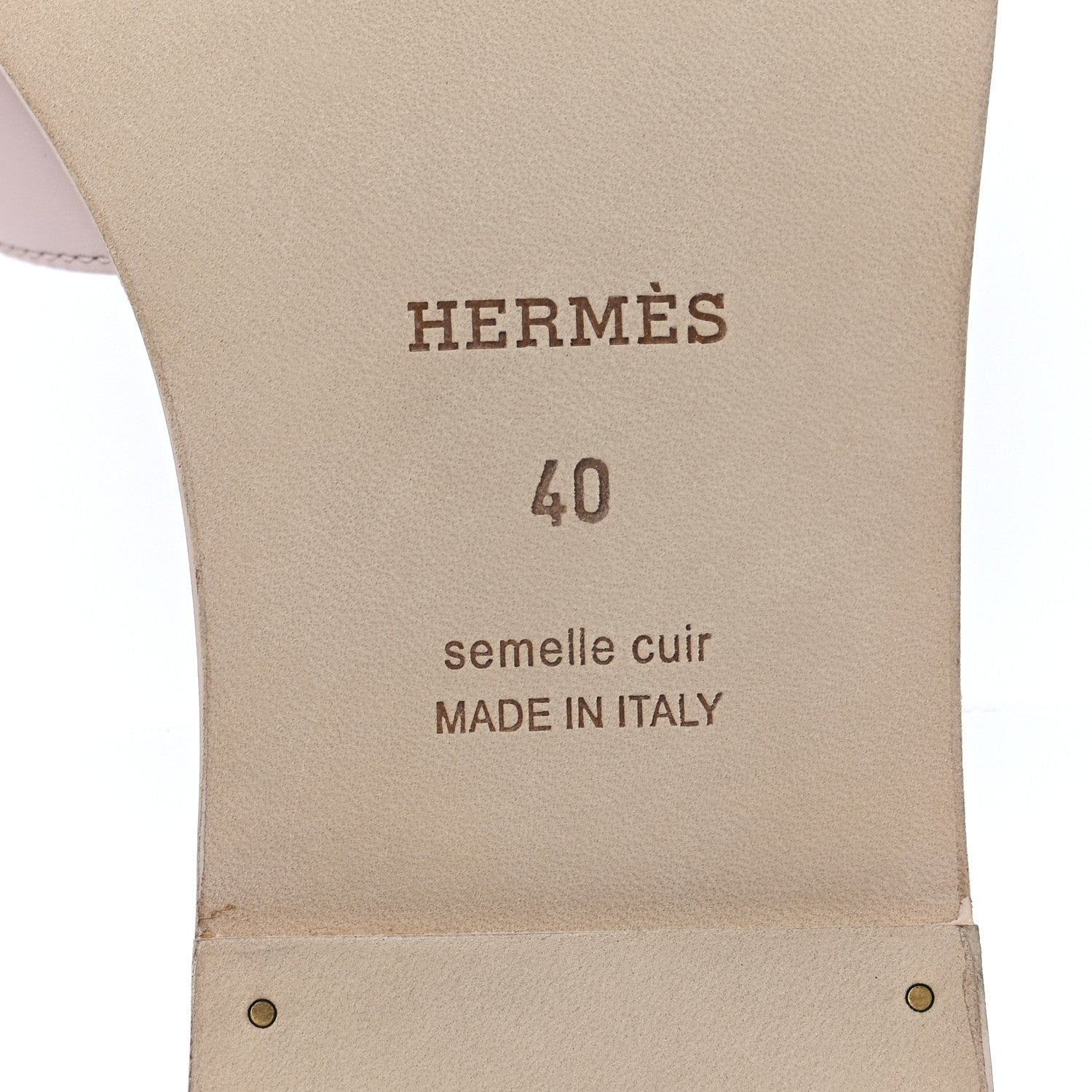 Hermes Box Calfskin Oran Sandals 40 Rose Pale 6 of 9