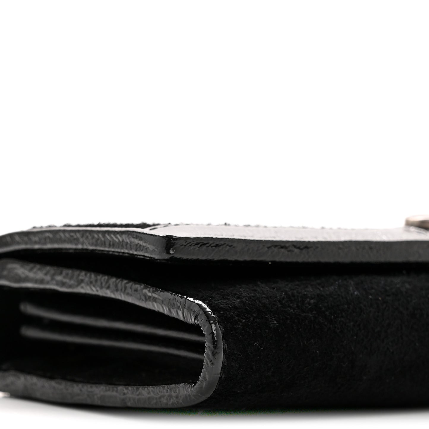 Suede Patent Web Ophidia Wallet On Chain Black