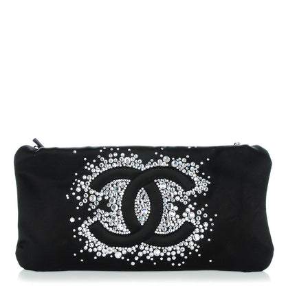 Chanel Satin Diamante Evening Clutch Bag Black 1 of 7