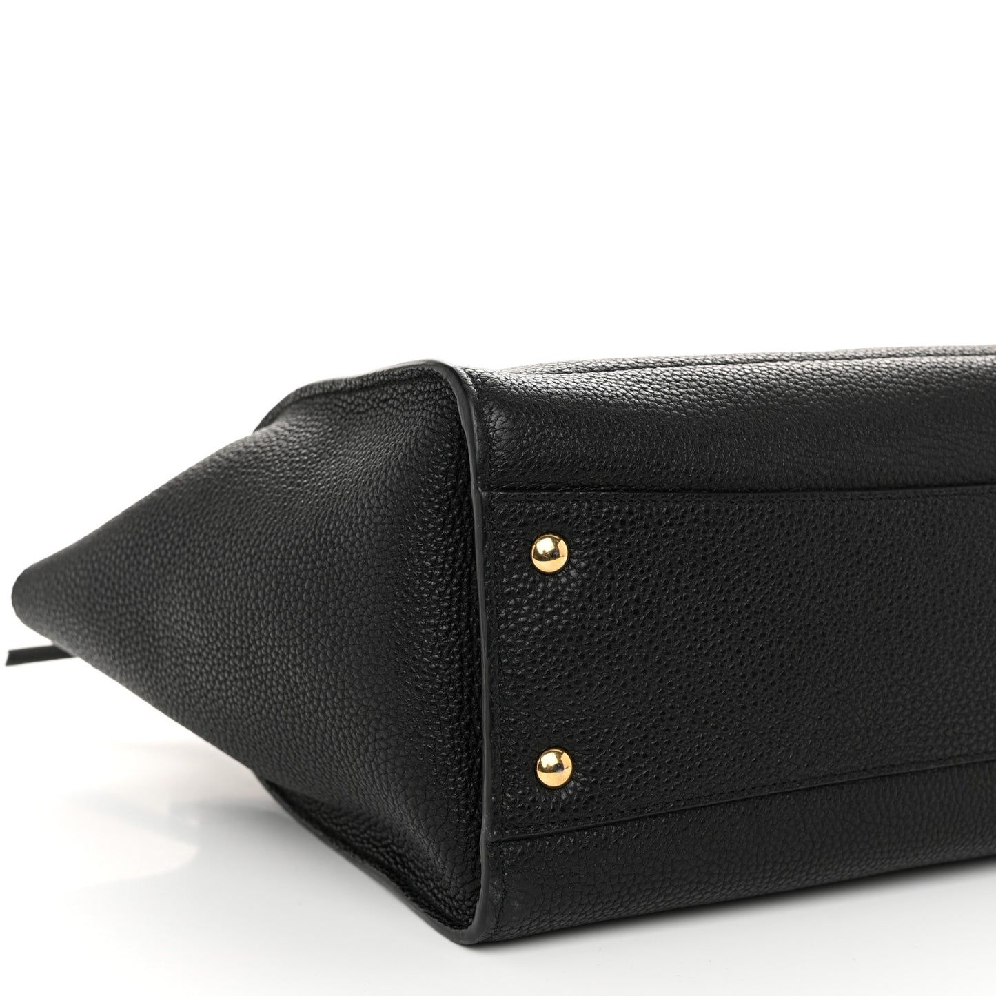 Hammered Calfskin Double Handle Large Amy Tote Black