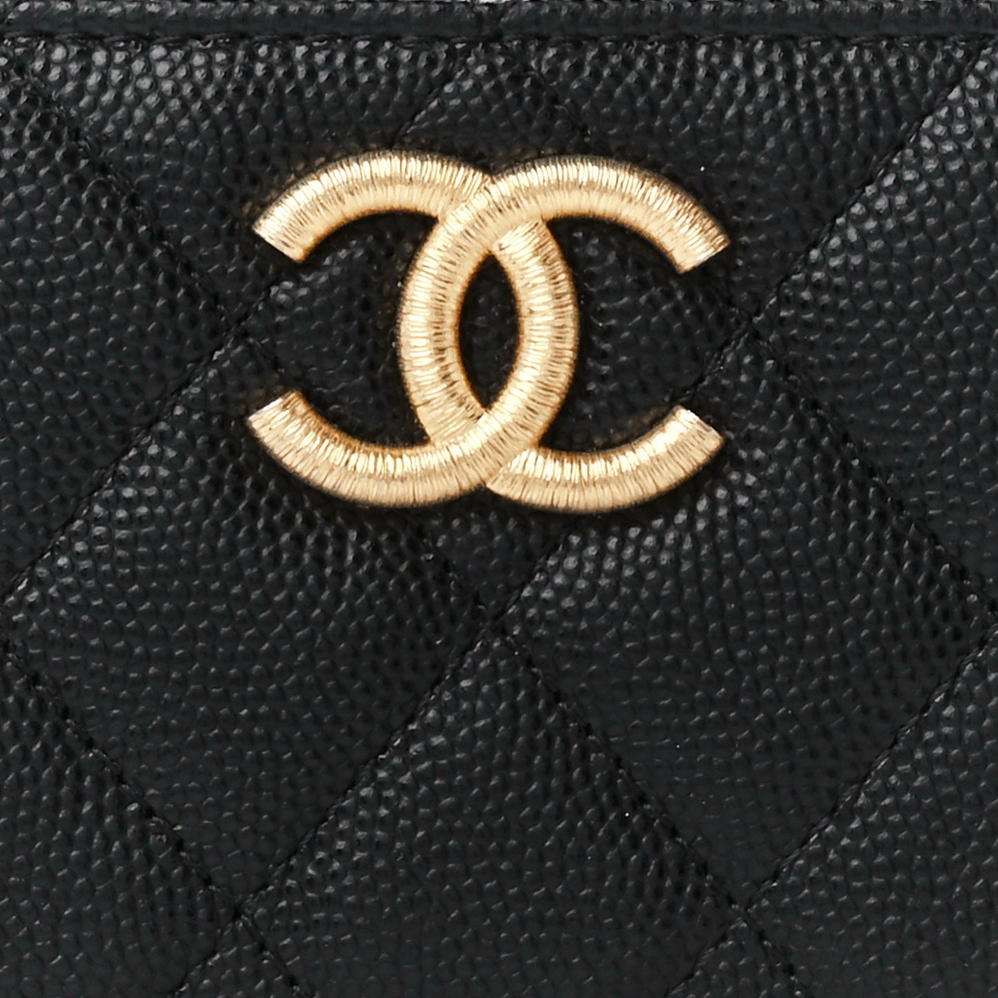 Caviar Quilted Zipped Key Holder Case Black
