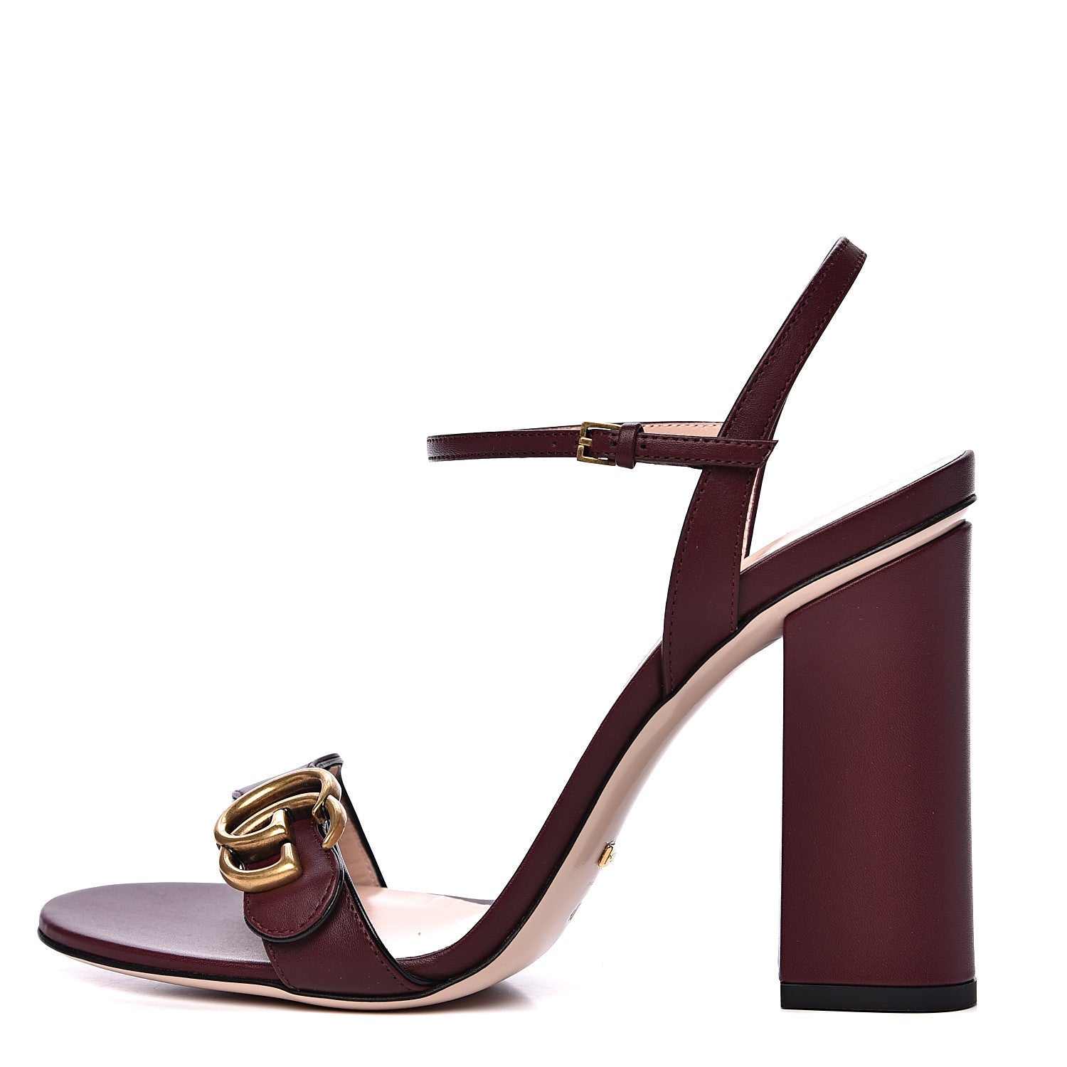 Gucci Lifford Calfskin GG Marmont Ankle Wrap 105mm Sandals 40.5 Vintage Bordeaux 1 of 8