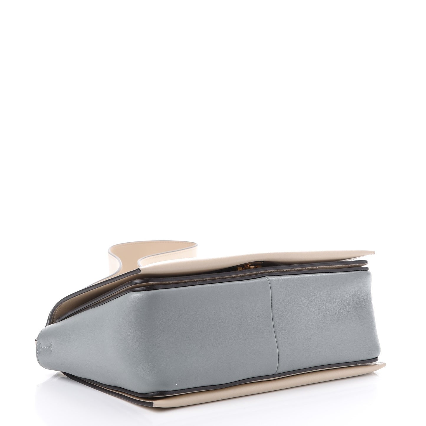 Shiny Smooth Calfskin Medium Frame Shoulder Bag Grege Storm