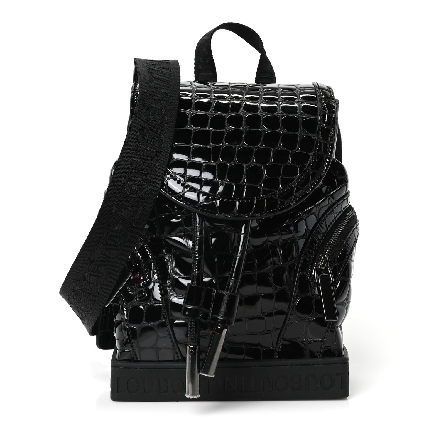 Calfskin Alligator Embossed Small Explorafunk Backpack Black