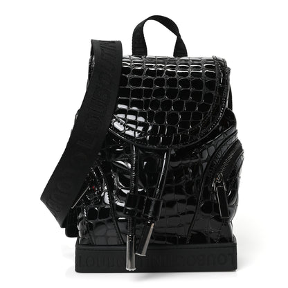 Christian Louboutin Calfskin Alligator Embossed Small Explorafunk Backpack Black 1 of 9