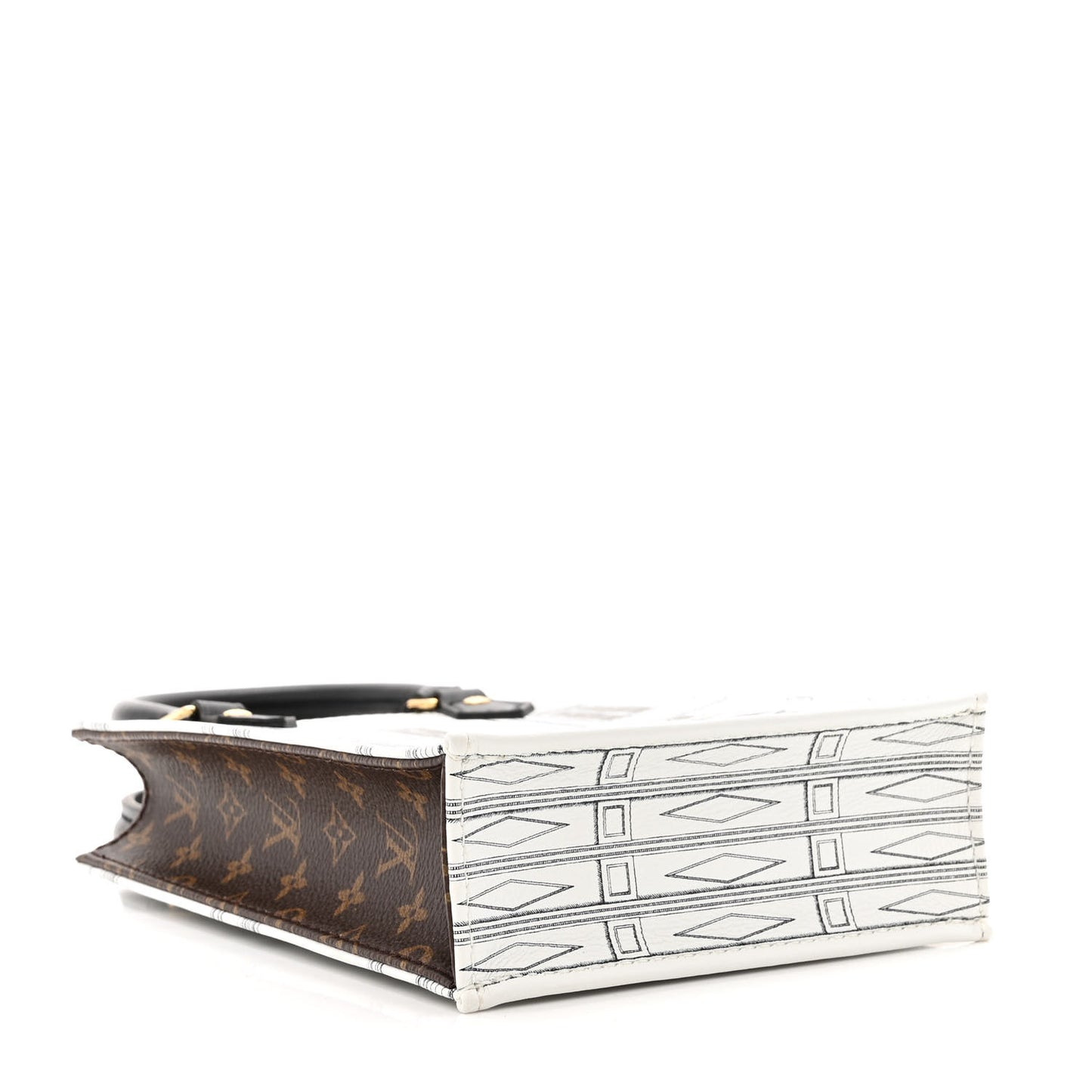 X FORNASETTI Calfskin Architettura Petit Sac Plat Black White