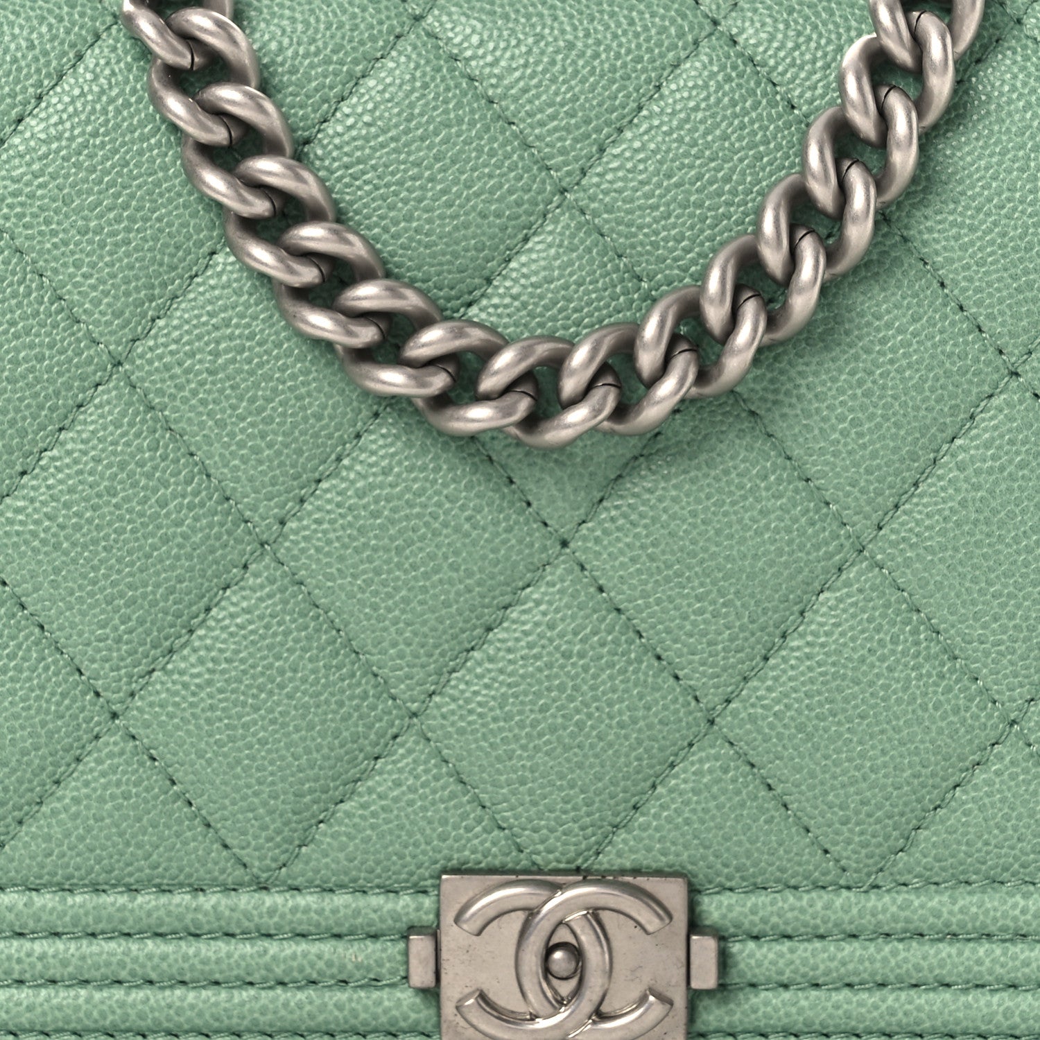 Chanel Caviar Quilted Boy Phone Holder Wallet On Chain Green 9 of 13