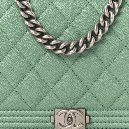 Chanel Caviar Quilted Boy Phone Holder Wallet On Chain Green 9 of 13