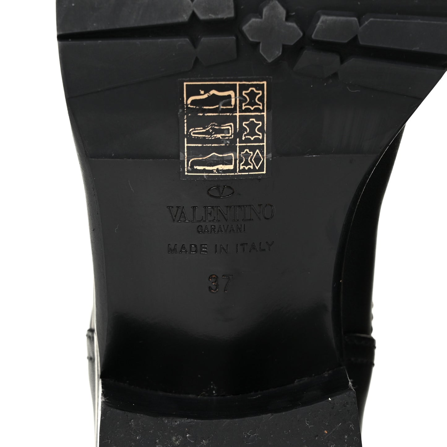 Calfskin Rockstud 30mm Biker Boots 37 Black