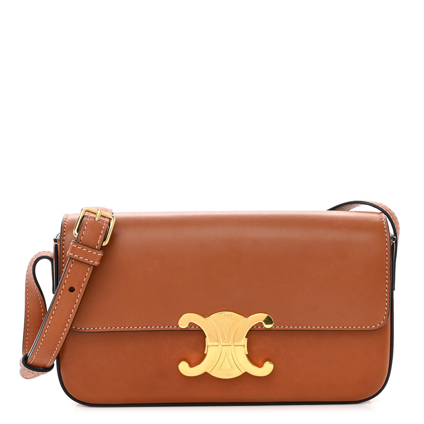 Natural Calfskin Triomphe Shoulder Bag Tan