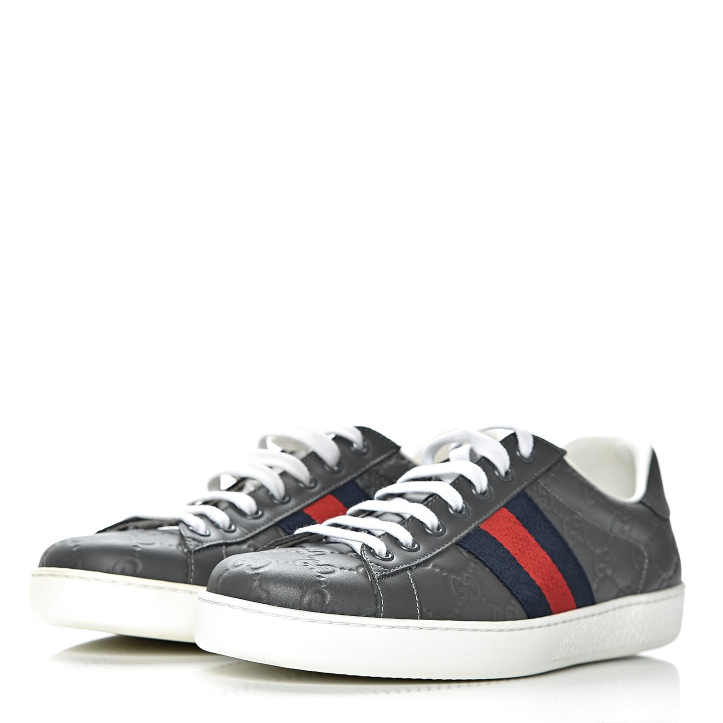 Guccissima Signature Web Mens Ace Sneakers 7 Melange Platinum