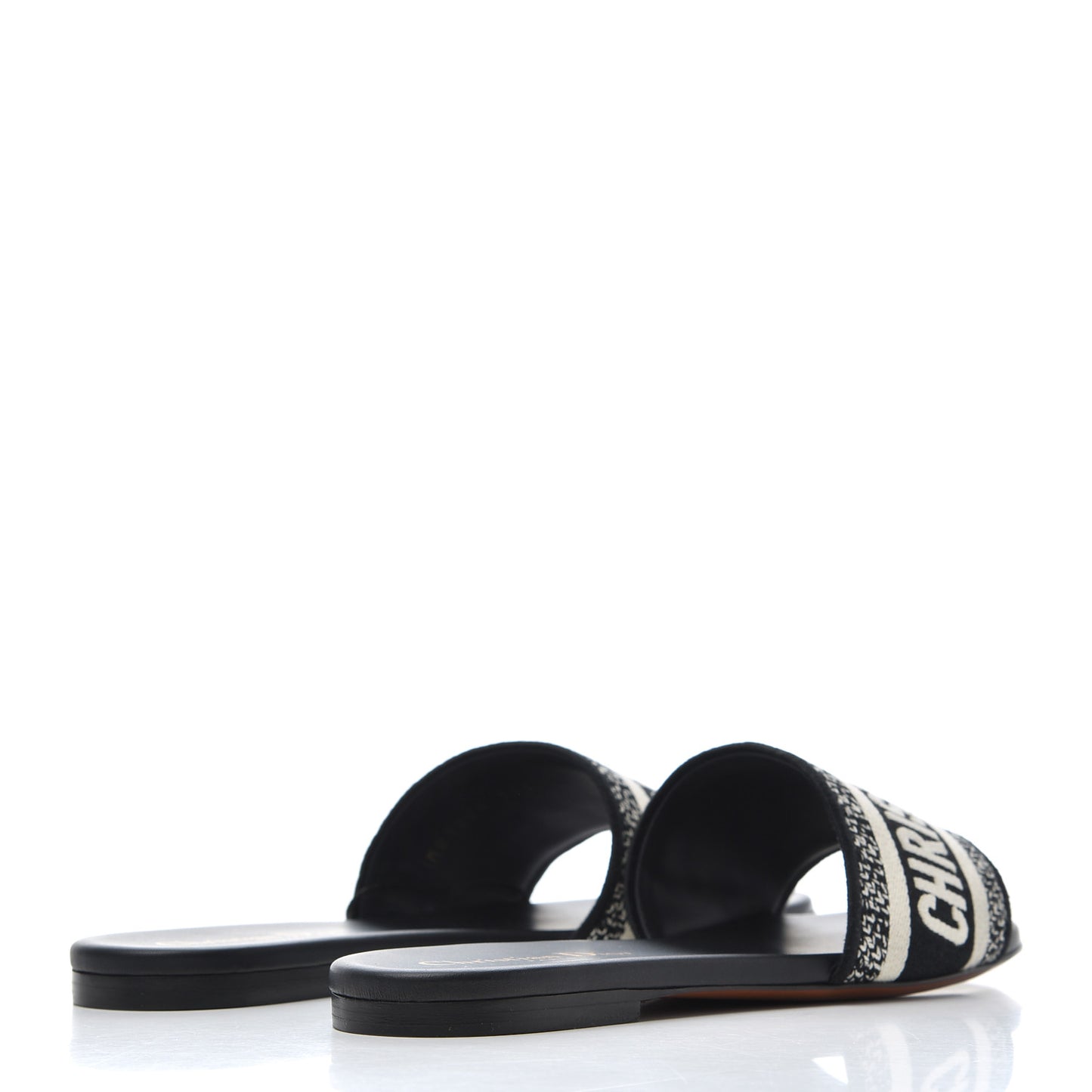 Canvas Embroidered Dway Mules Slide Sandals 36.5 Black