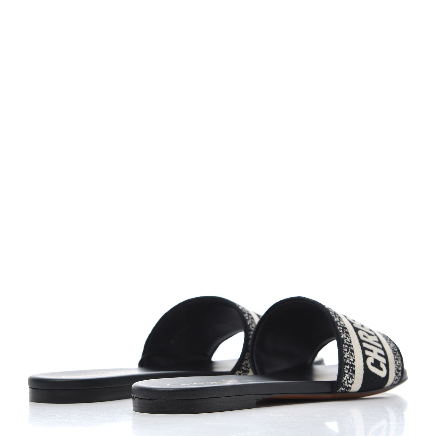Christian Dior Canvas Embroidered Dway Mules Slide Sandals 36.5 Black 4 of 11