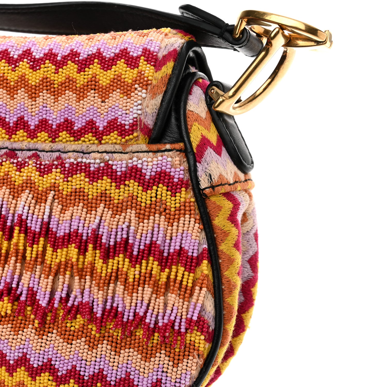 Christian Dior Embroidered Fringe Beaded Mini Saddle Bag Multicolor 10 of 13