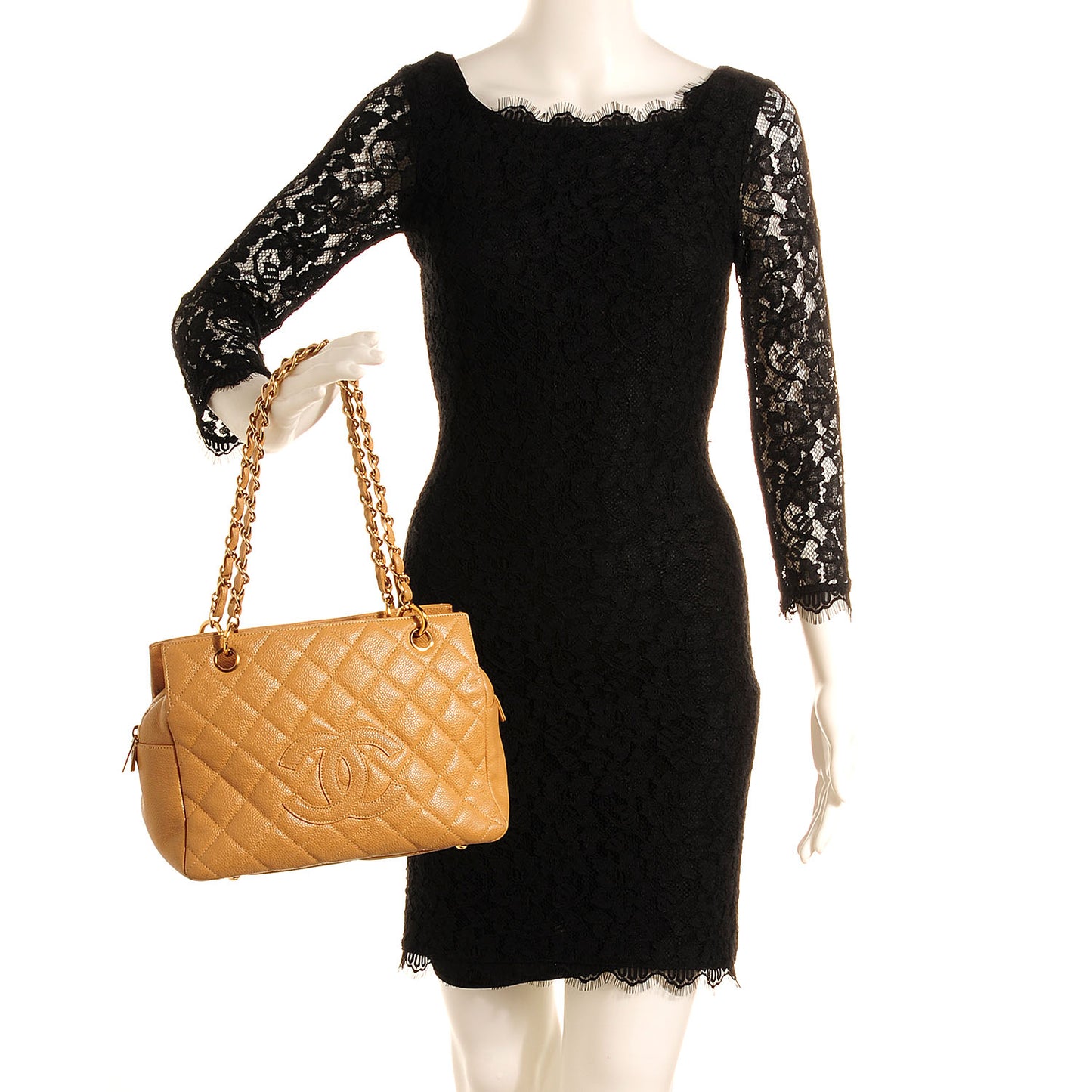 Caviar Quilted Petit Timeless Tote PTT Beige