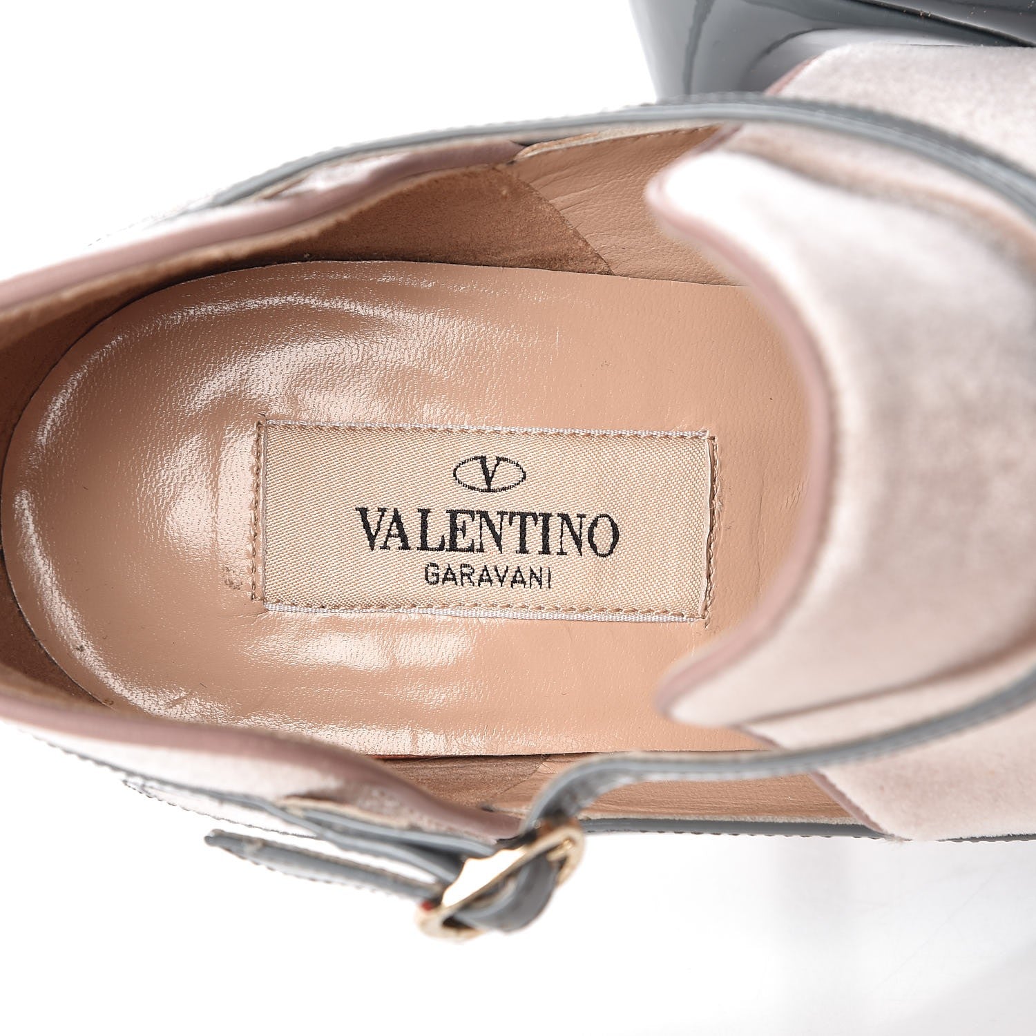 Valentino Garavani Patent Velvet T Bar Pumps 39 Grey Pink 10 of 12