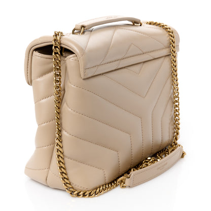 Saint Laurent Calfskin Y Quilted Monogram Small Loulou Chain Satchel Dark Beige 3 of 11