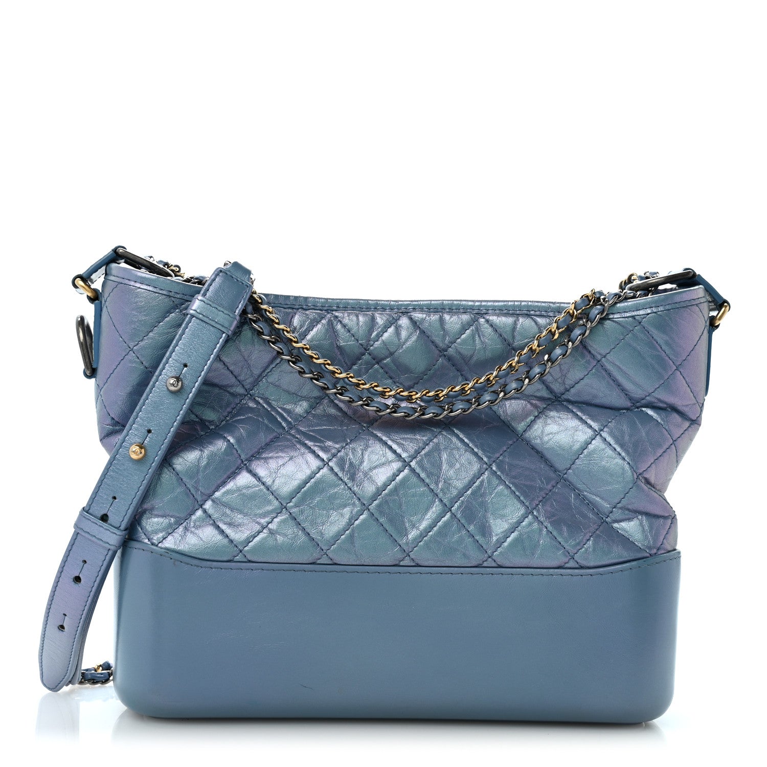 Chanel Iridescent Aged Calfskin Quilted Medium Gabrielle Hobo Blue 1 of 14