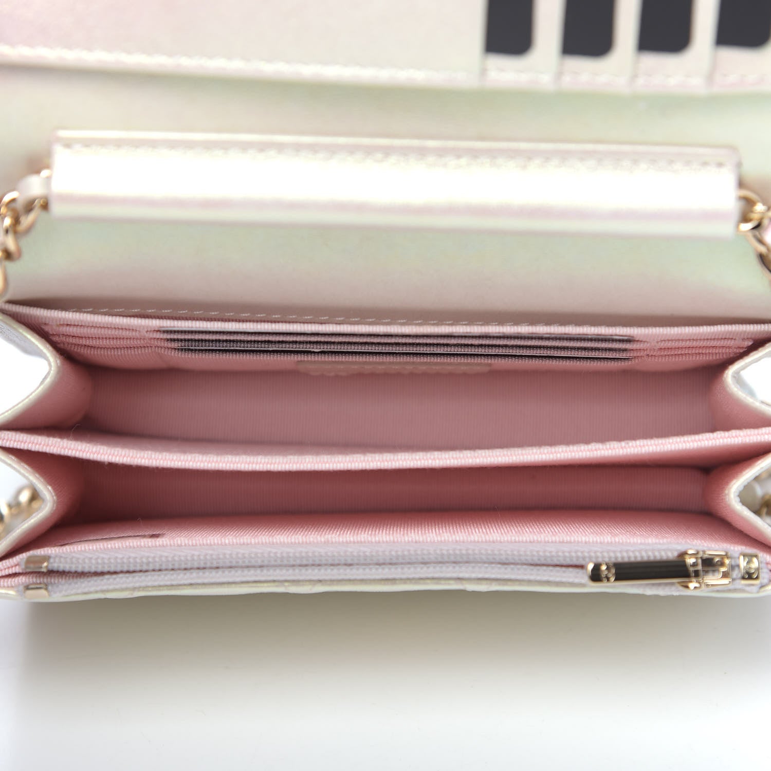 Chanel Iridescent Lambskin Quilted Mini Wallet On Chain WOC Ivory 5 of 11