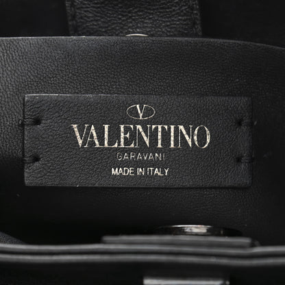 Valentino Garavani Nappa Monochrome Small Roman Stud The Handle Bag Black 6 of 11