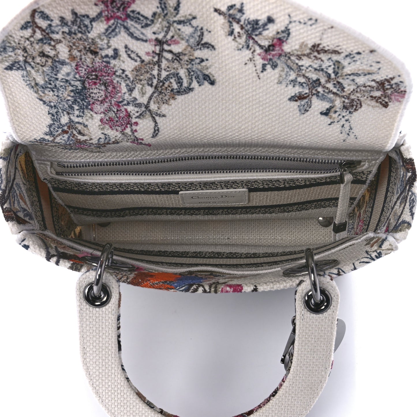 Canvas Embroidered Jardin D'Hive Medium Lady D-Lite Ecru Multicolor