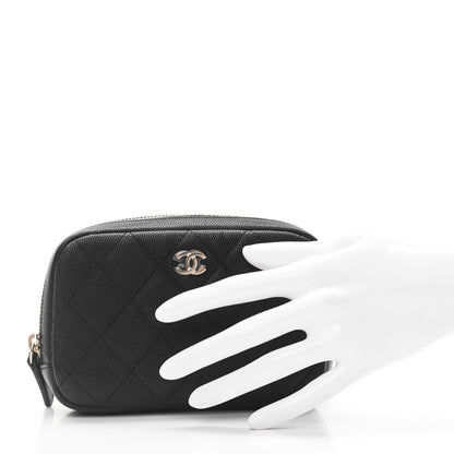 Chanel Caviar Quilted Small Curvy Pouch Cosmetic Case Black 2 of 7