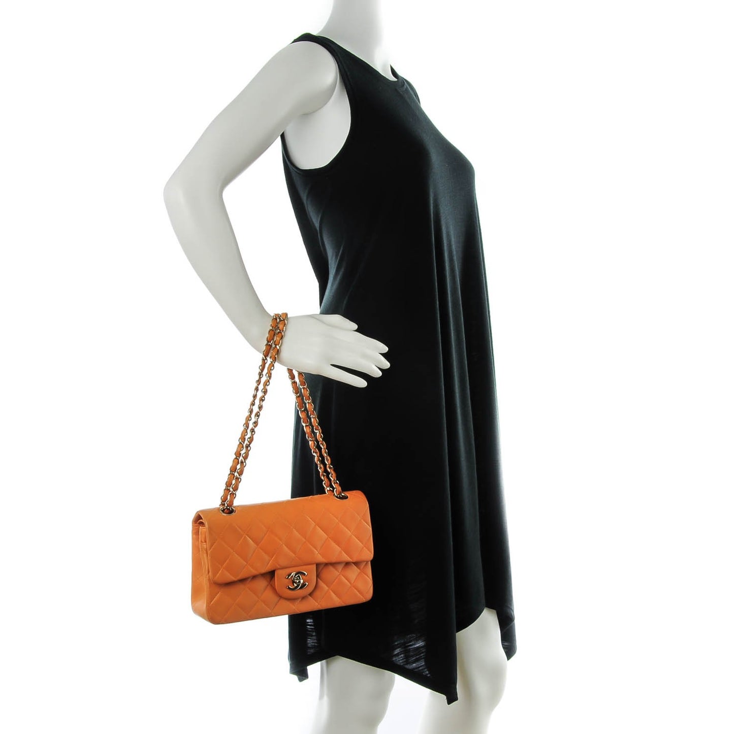 Lambskin Quilted Medium Double Flap Mango