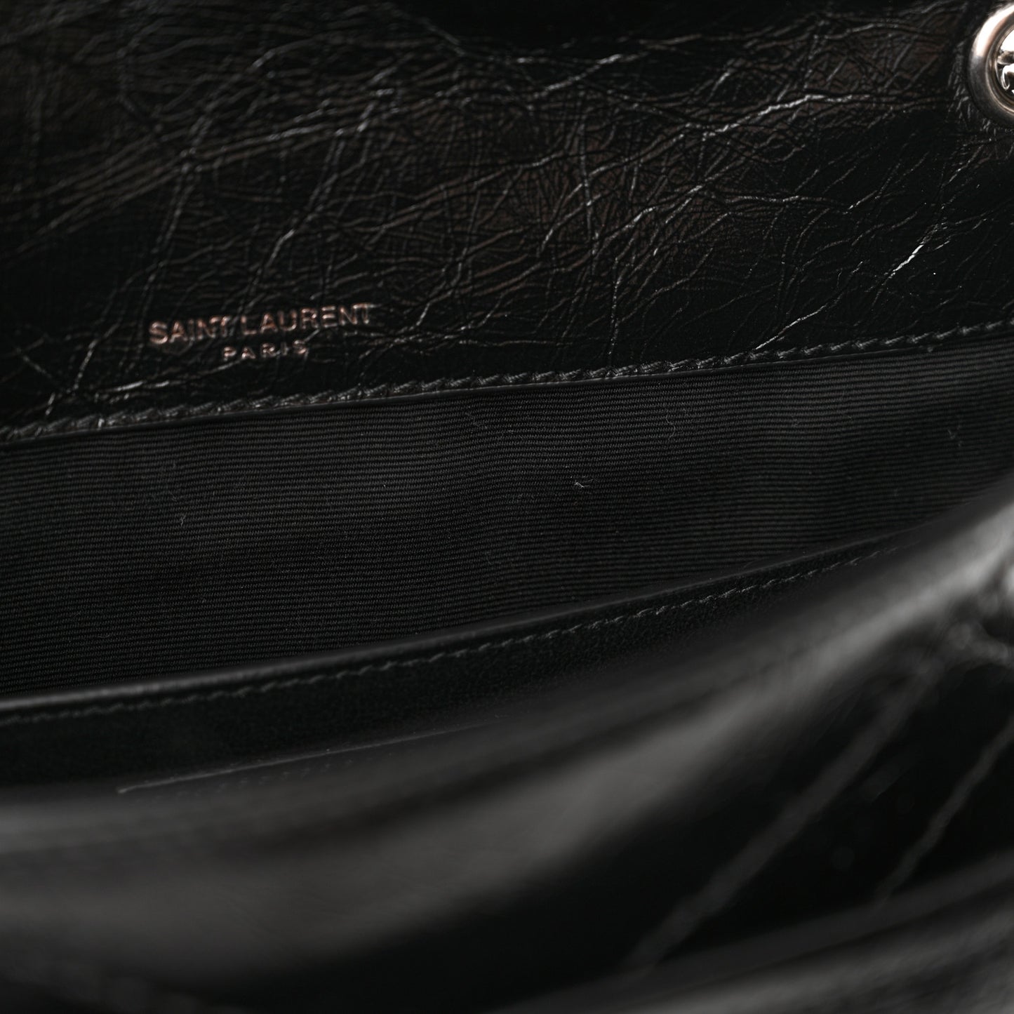 Crinkled Lambskin Matelasse Monogram Baby Niki Chain Satchel Black