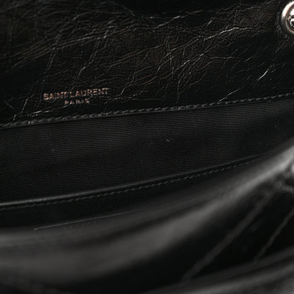 Saint Laurent Crinkled Lambskin Matelasse Monogram Baby Niki Chain Satchel Black 11 of 12