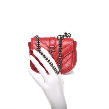 Saint Laurent Sheepskin Matelasse Monogram Mini College Bag New Red 2 of 7