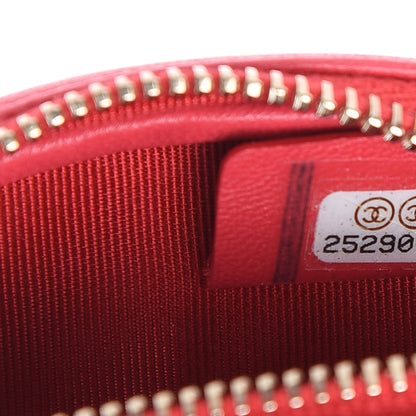 Chanel Lambskin Quilted Zip Around Classic Coin Purse Light Red 7 of 9