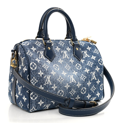 Louis Vuitton Monogram Jacquard Denim Speedy Bandouliere 25 Bleu 3 of 9