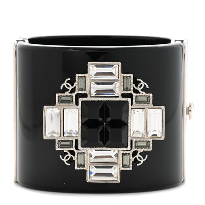 Chanel Resin Crystal CC Cross Cuff Black 1 of 6