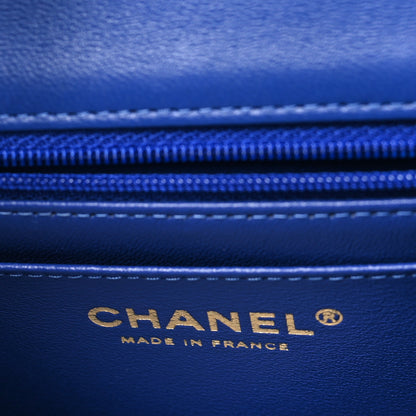 Chanel Lambskin Quilted Mini Top Handle Rectangular Flap Blue 6 of 10
