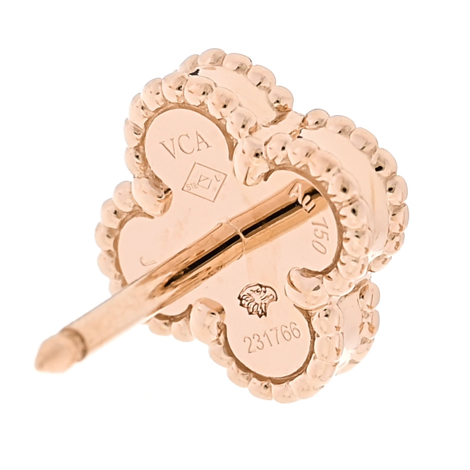 Van Cleef & Arpels 18K Rose Gold Carnelian Sweet Alhambra Earrings 4 of 5