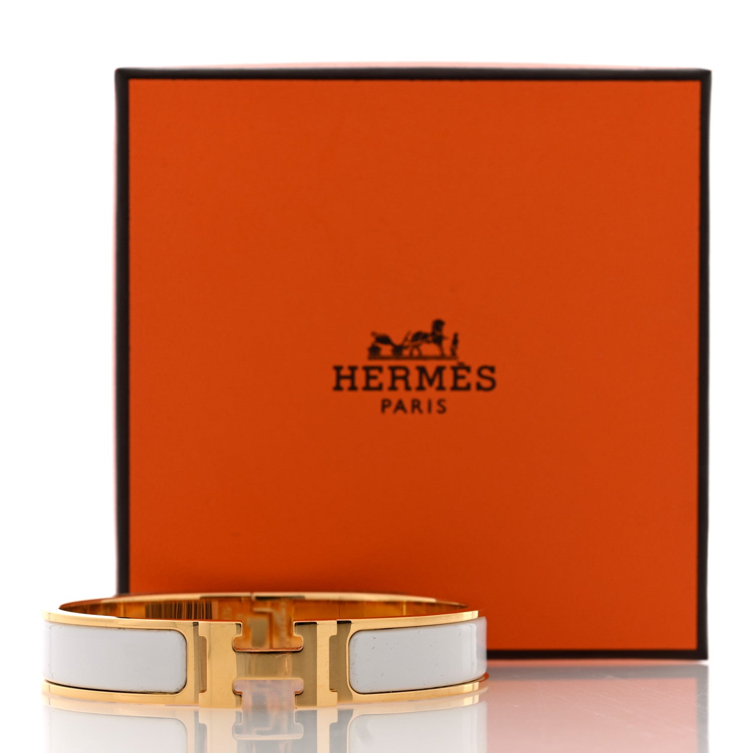 Hermes Enamel Narrow Clic Clac H Bracelet GM White 5 of 5