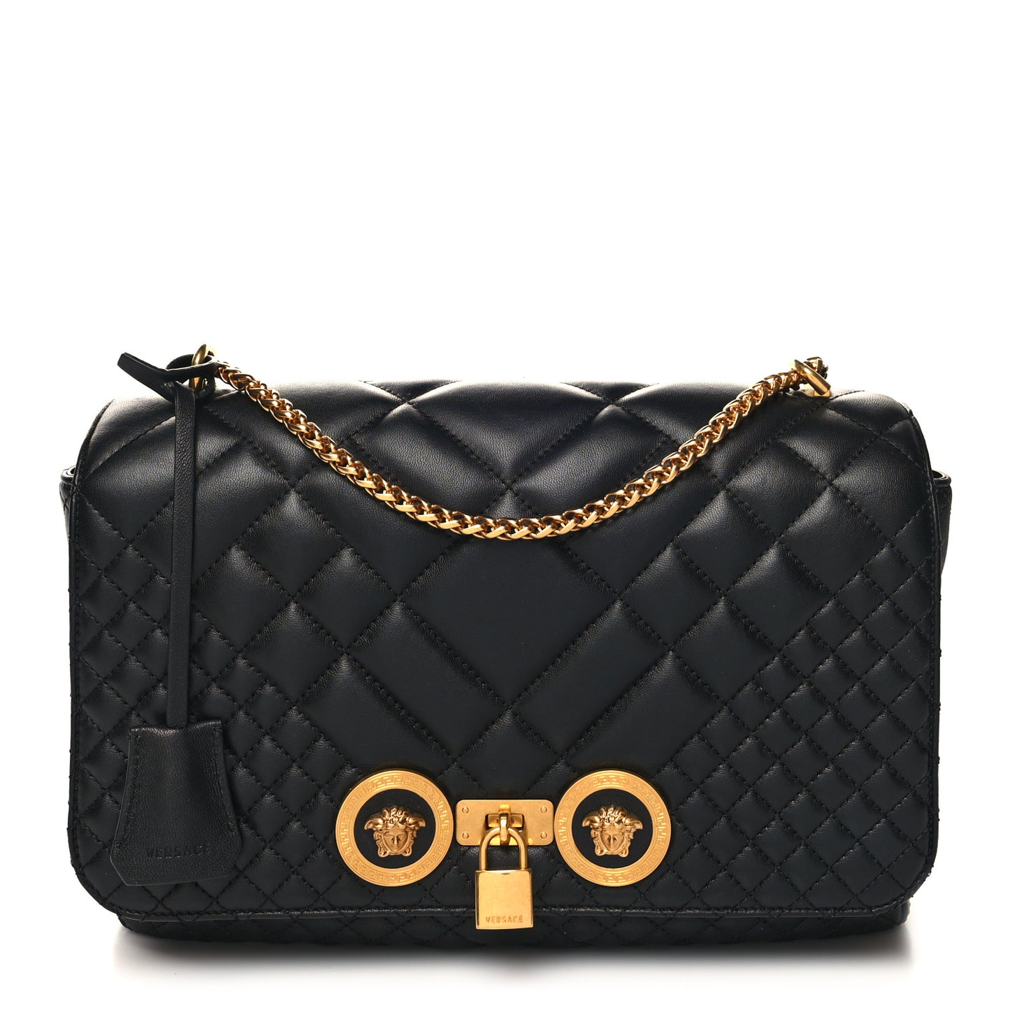 Nappa Quilted Icon Shoulder Bag Black