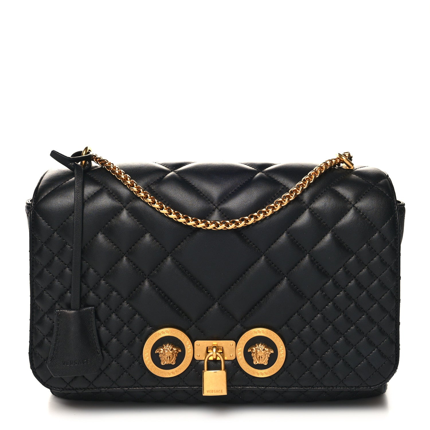Versace Nappa Quilted Icon Shoulder Bag Black 1 of 9