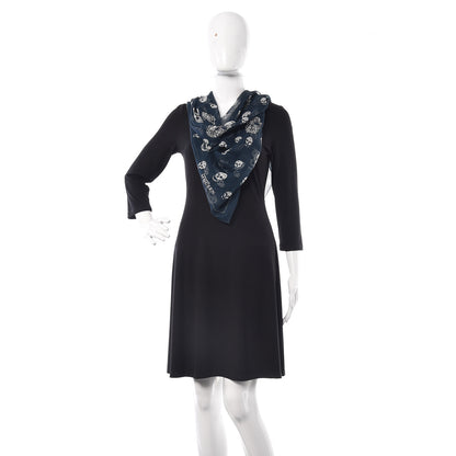 Alexander McQueen Silk Chiffon Skull Scarf Navy 2 of 5