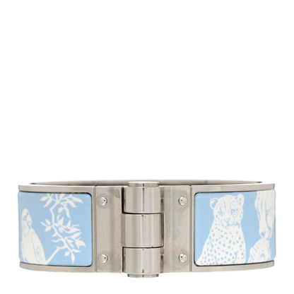 Hermes Enamel Printed Wide Charniere Tendresse Feline Tattoo Hinged Bracelet L Miami 1 of 6